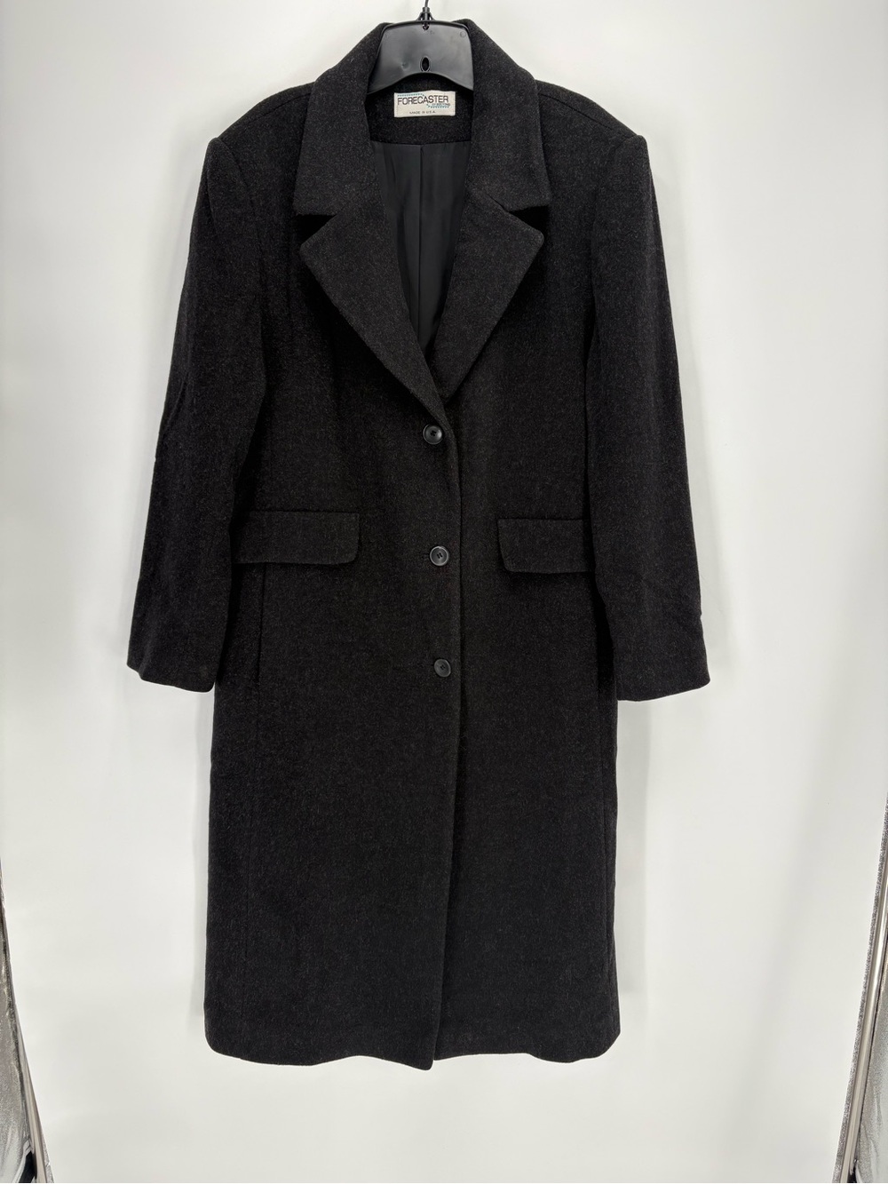 🥝Forecaster gray wool cashmere blend three button long overcoat